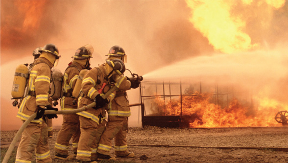 fire fighters extinguishing fire